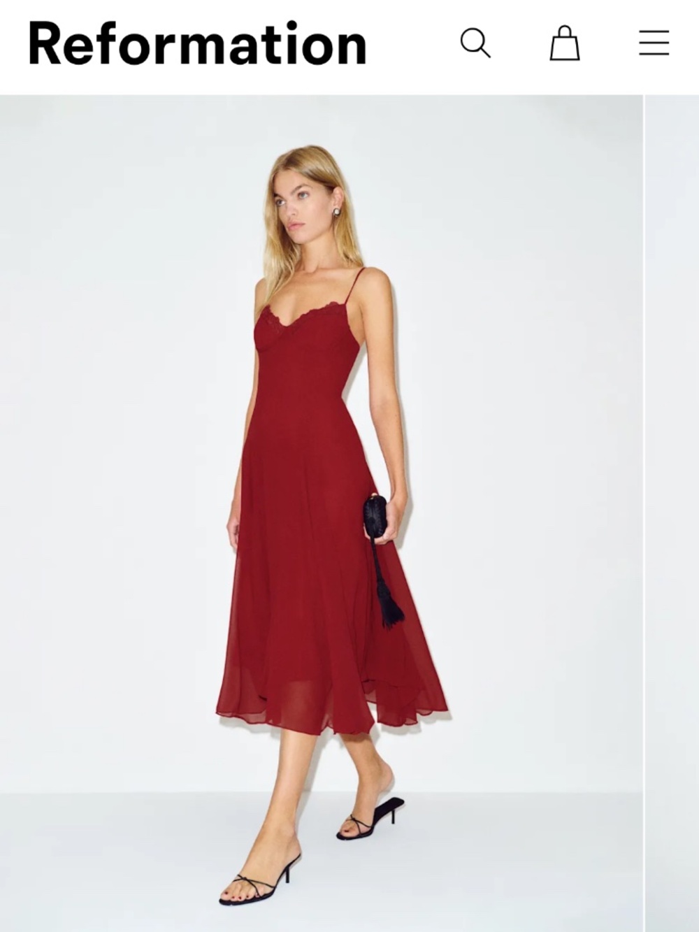 Reformation Laia Dress Red - Size 12 Petite